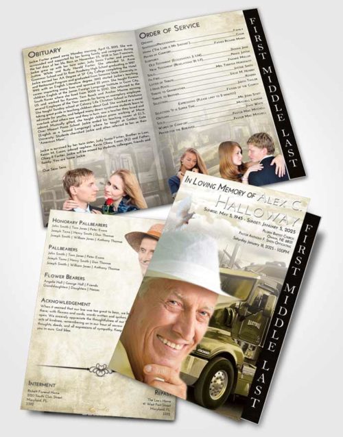 2 Page Graduated Step Fold Funeral Program Template Brochure Harmony Trucker Days