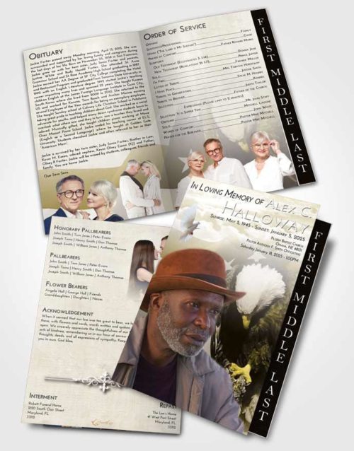 2 Page Graduated Step Fold Funeral Program Template Brochure Harmony Veterans Journey