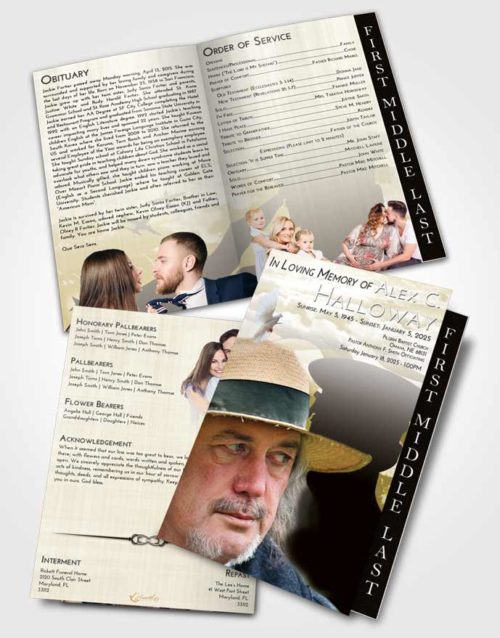 2 Page Graduated Step Fold Funeral Program Template Brochure Harmony Veterans Sacrifice