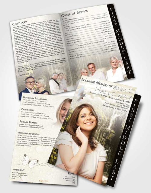 2 Page Graduated Step Fold Funeral Program Template Brochure Harmony Waterfall Breeze