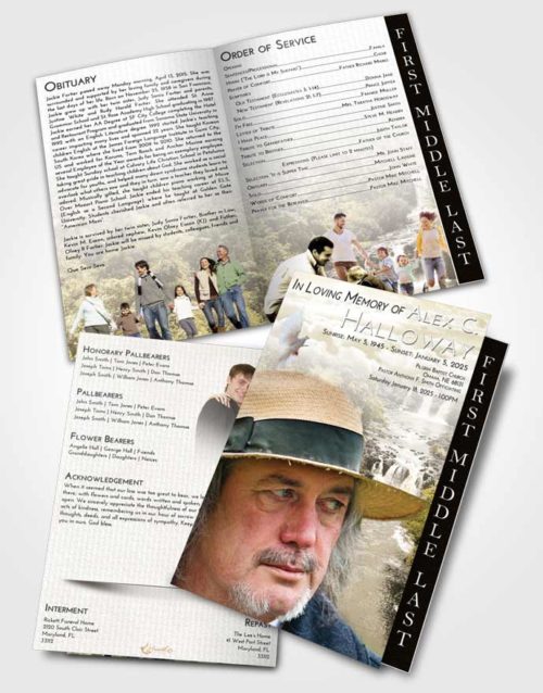 2 Page Graduated Step Fold Funeral Program Template Brochure Harmony Waterfall Liberty