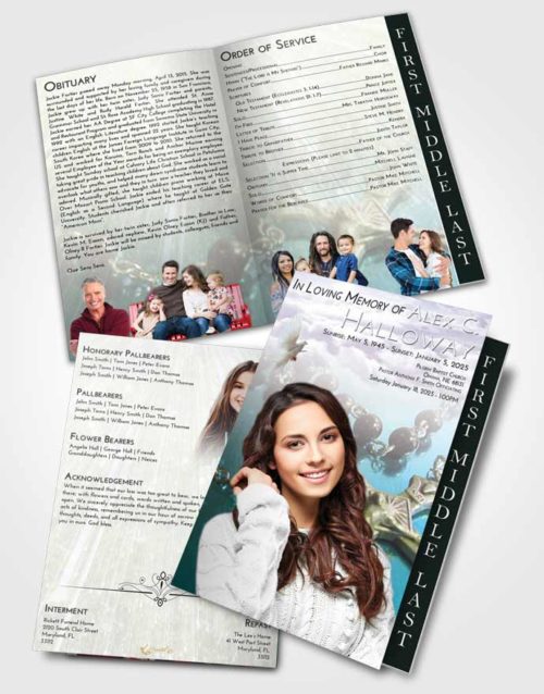 2 Page Graduated Step Fold Funeral Program Template Brochure Lavender Beauty Rosary Faith