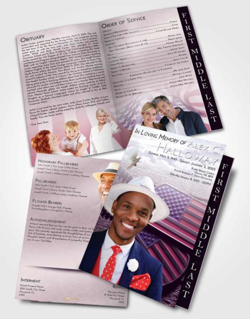 2 Page Graduated Step Fold Funeral Program Template Brochure Lavender Sunrise American Memory