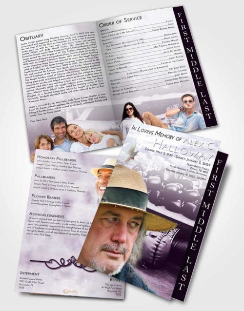 2 Page Graduated Step Fold Funeral Program Template Brochure Lavender Sunrise Boxing Life
