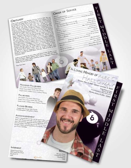 2 Page Graduated Step Fold Funeral Program Template Brochure Lavender Sunrise Eight Ball