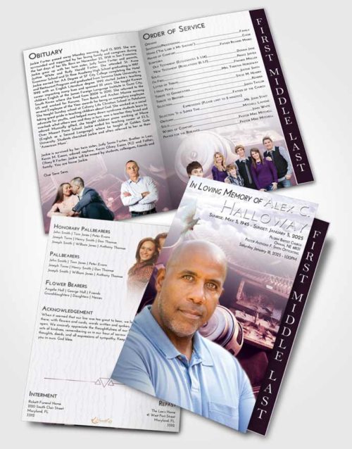 2 Page Graduated Step Fold Funeral Program Template Brochure Lavender Sunrise Fishing Tackle
