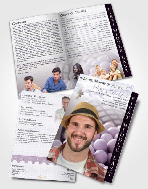 2 Page Graduated Step Fold Funeral Program Template Brochure Lavender Sunrise Golf Tranquility
