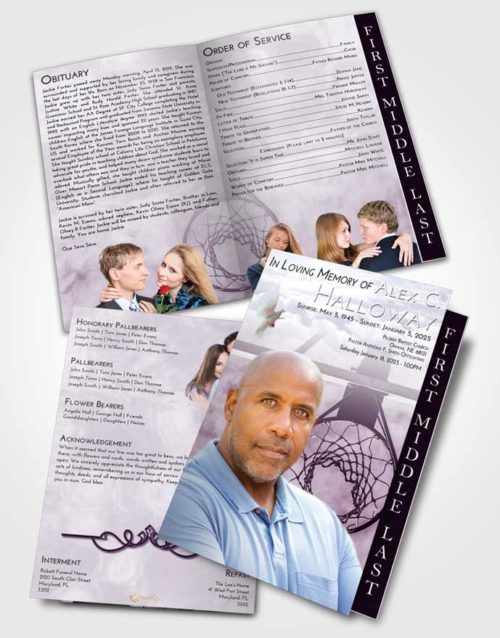 2 Page Graduated Step Fold Funeral Program Template Brochure Lavender Sunrise In the Hoop