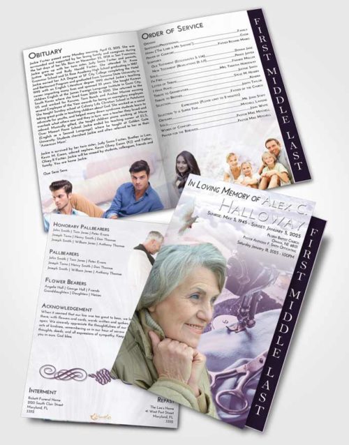 2 Page Graduated Step Fold Funeral Program Template Brochure Lavender Sunrise Sewing Love