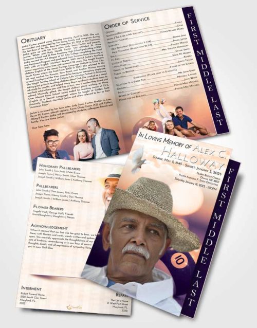 2 Page Graduated Step Fold Funeral Program Template Brochure Lavender Sunset Billiards Tranquility