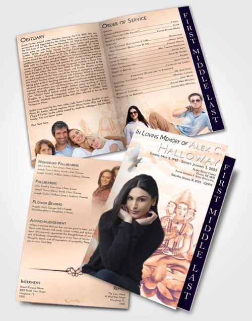 2 Page Graduated Step Fold Funeral Program Template Brochure Lavender Sunset Brahma Surprise