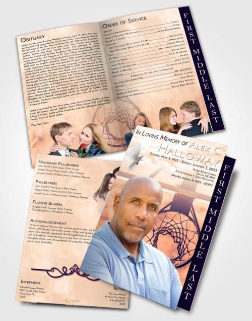 2 Page Graduated Step Fold Funeral Program Template Brochure Lavender Sunset In the Hoop