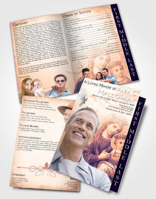 2 Page Graduated Step Fold Funeral Program Template Brochure Lavender Sunset Marys Love