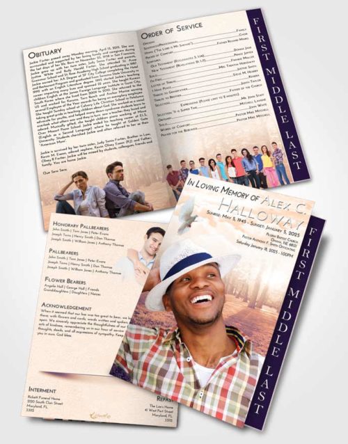 2 Page Graduated Step Fold Funeral Program Template Brochure Lavender Sunset National Park