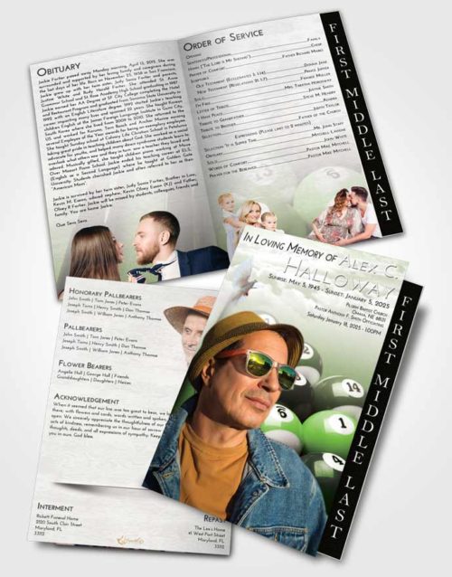 2 Page Graduated Step Fold Funeral Program Template Brochure Loving Billiards Serenity