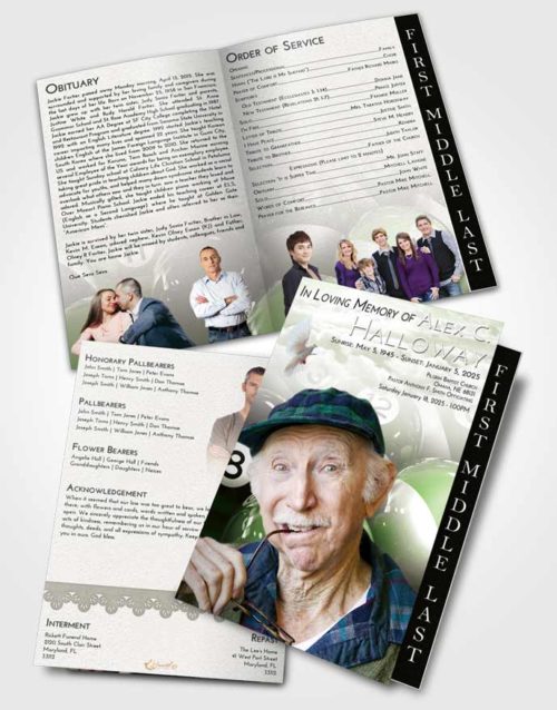 2 Page Graduated Step Fold Funeral Program Template Brochure Loving Billiards Tournament