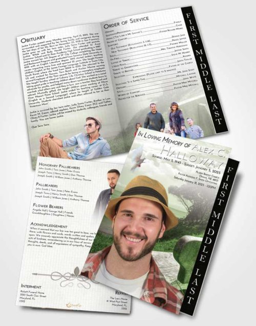 2 Page Graduated Step Fold Funeral Program Template Brochure Loving Coastal Gaze