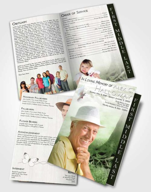 2 Page Graduated Step Fold Funeral Program Template Brochure Loving Deep Roots