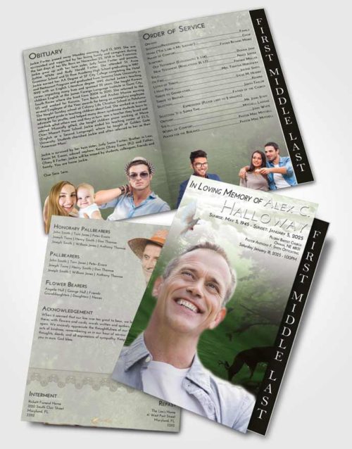 2 Page Graduated Step Fold Funeral Program Template Brochure Loving Deer Hunt