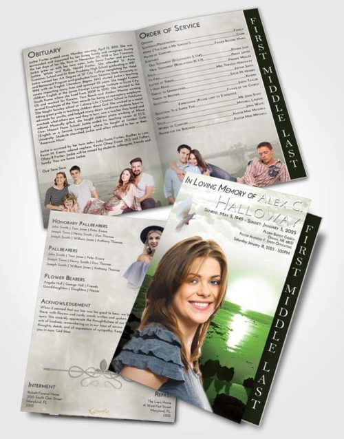 2 Page Graduated Step Fold Funeral Program Template Brochure Loving Early Rise