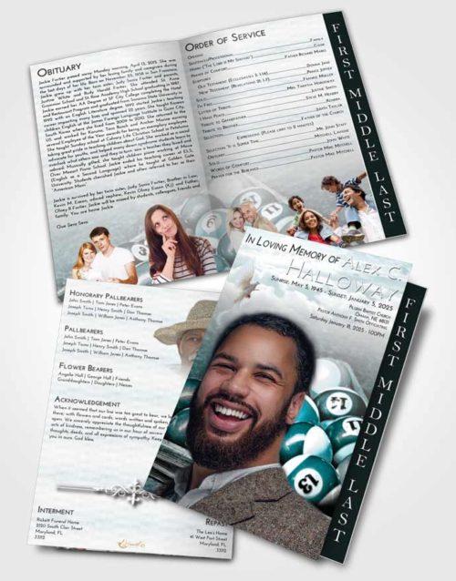 2 Page Graduated Step Fold Funeral Program Template Brochure Loving Embrace Billiards Love