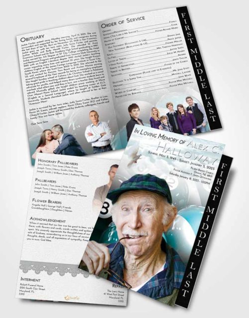 2 Page Graduated Step Fold Funeral Program Template Brochure Loving Embrace Billiards Tournament