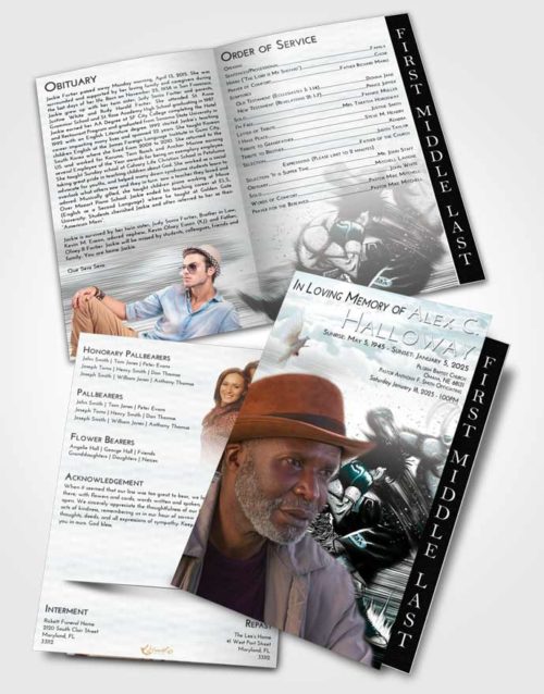2 Page Graduated Step Fold Funeral Program Template Brochure Loving Embrace Boxing Animation