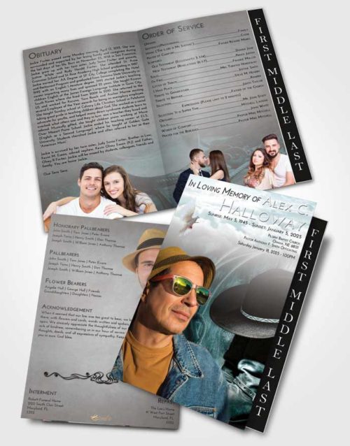 2 Page Graduated Step Fold Funeral Program Template Brochure Loving Embrace Cowboy Desire