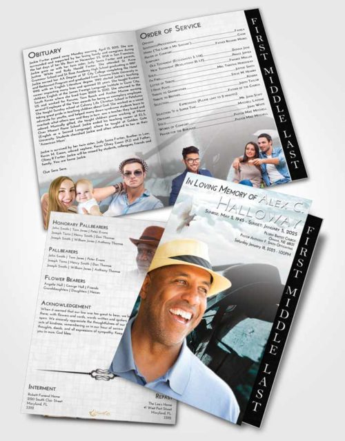 2 Page Graduated Step Fold Funeral Program Template Brochure Loving Embrace Cowboy Honor