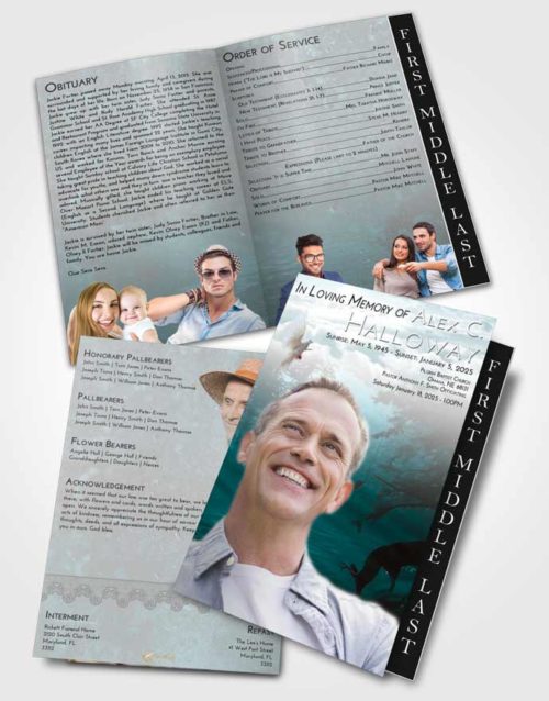 2 Page Graduated Step Fold Funeral Program Template Brochure Loving Embrace Deer Hunt