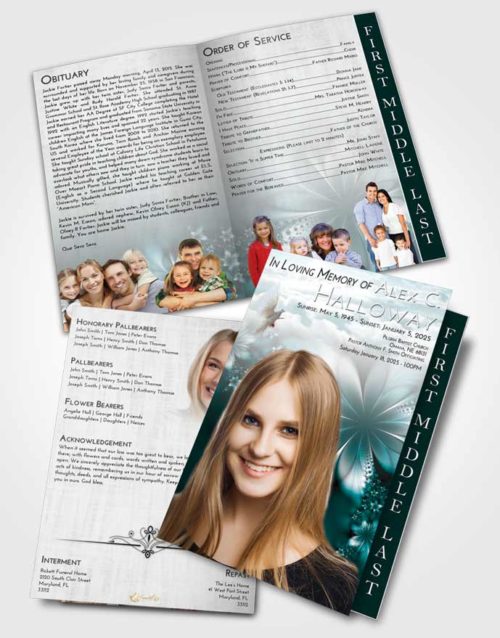 2 Page Graduated Step Fold Funeral Program Template Brochure Loving Embrace Floral Lust