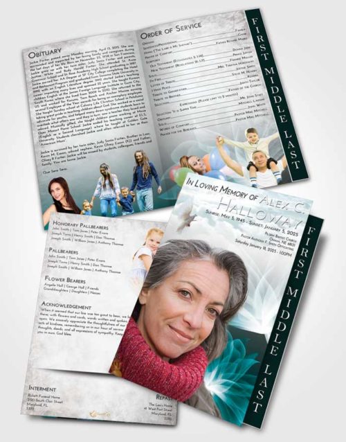 2 Page Graduated Step Fold Funeral Program Template Brochure Loving Embrace Flower Peace