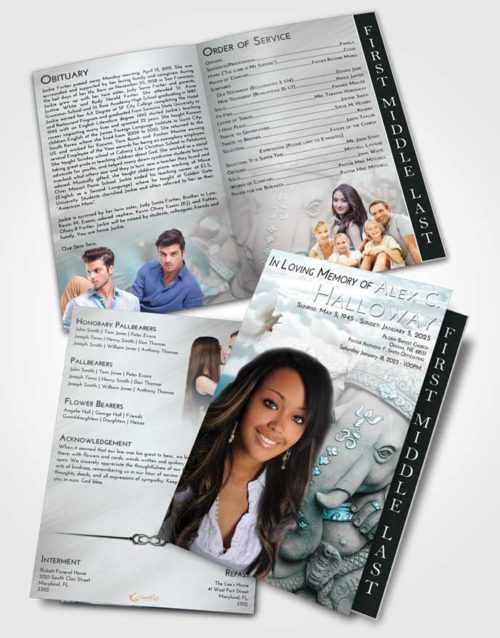 2 Page Graduated Step Fold Funeral Program Template Brochure Loving Embrace Ganesha Divinity