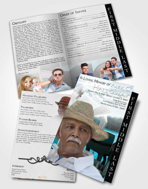 2 Page Graduated Step Fold Funeral Program Template Brochure Loving Embrace Golf Fairway