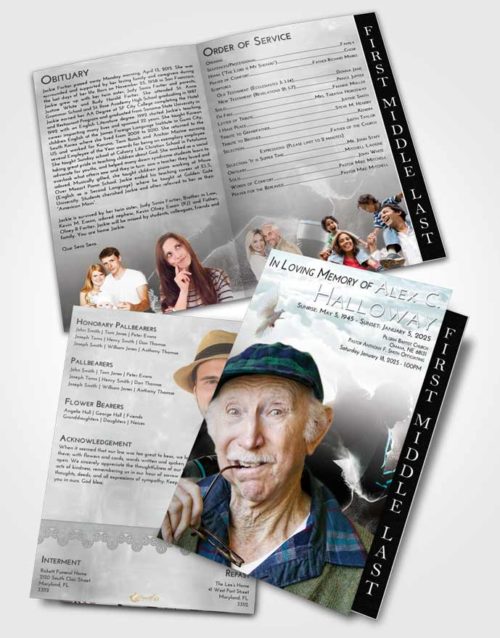 2 Page Graduated Step Fold Funeral Program Template Brochure Loving Embrace Hockey Paradise
