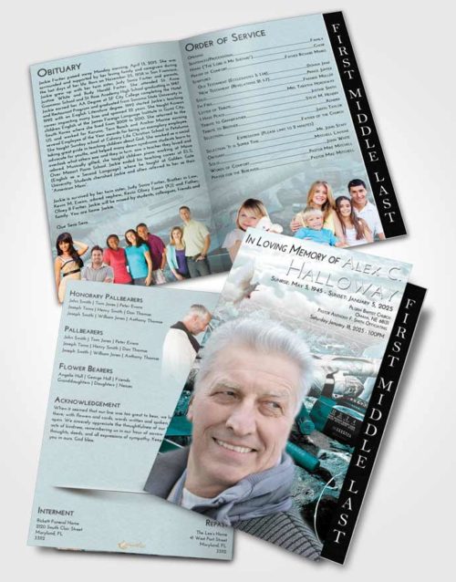 2 Page Graduated Step Fold Funeral Program Template Brochure Loving Embrace Hunters Life