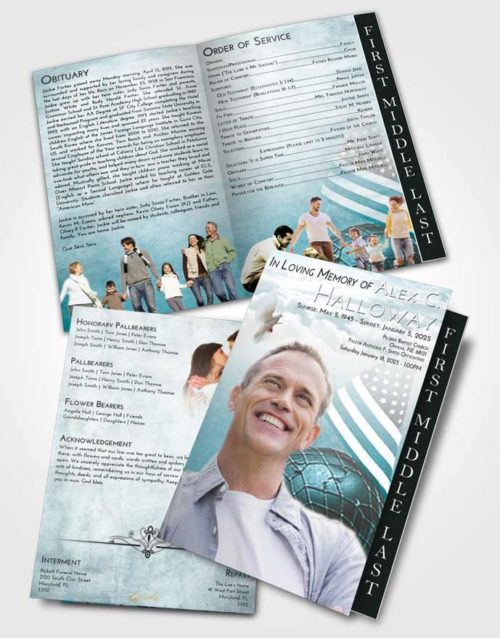 2 Page Graduated Step Fold Funeral Program Template Brochure Loving Embrace Loving Veteran