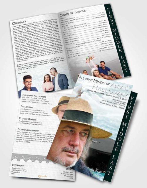 2 Page Graduated Step Fold Funeral Program Template Brochure Loving Embrace Puck of Honor