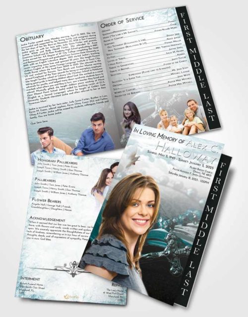 2 Page Graduated Step Fold Funeral Program Template Brochure Loving Embrace Rosary Prayer