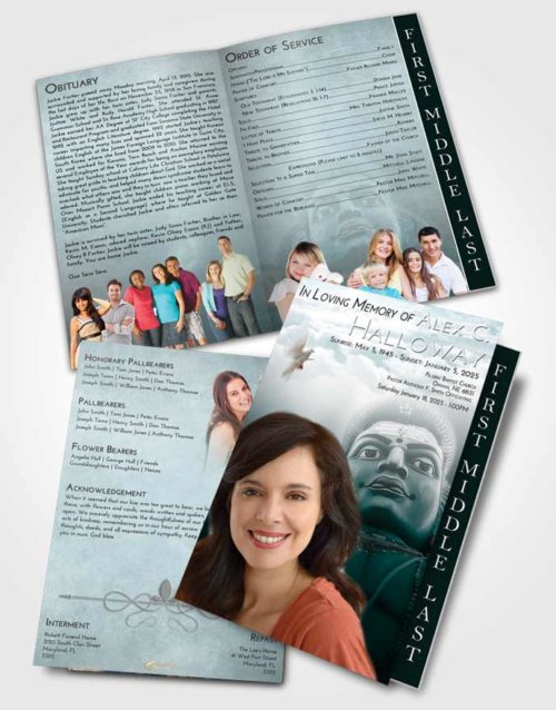 2 Page Graduated Step Fold Funeral Program Template Brochure Loving Embrace Shiva Surprise