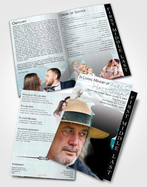2 Page Graduated Step Fold Funeral Program Template Brochure Loving Embrace Veterans Sacrifice
