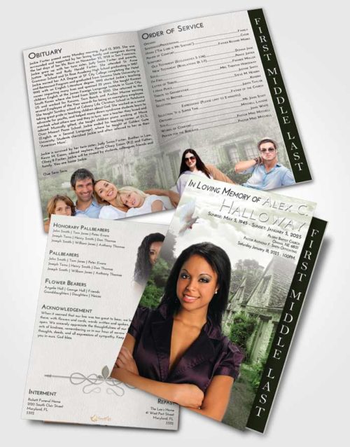 2 Page Graduated Step Fold Funeral Program Template Brochure Loving European Home