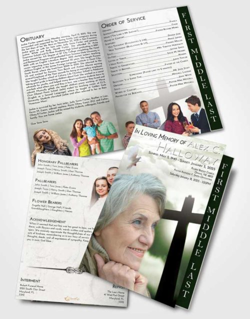 2 Page Graduated Step Fold Funeral Program Template Brochure Loving Faith in the Cross