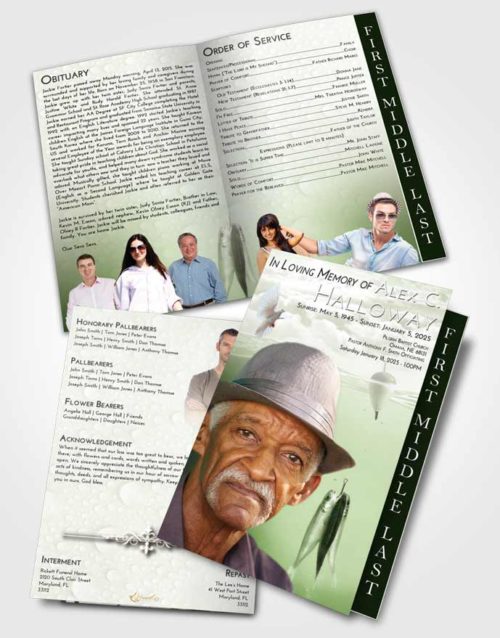 2 Page Graduated Step Fold Funeral Program Template Brochure Loving Fishing in the Sea