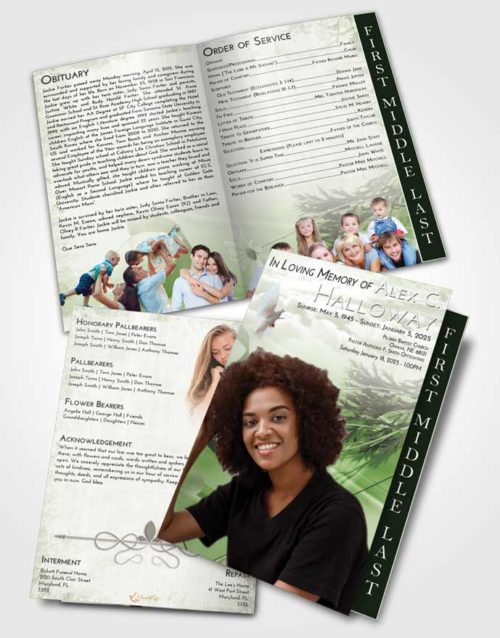 2 Page Graduated Step Fold Funeral Program Template Brochure Loving Floral Style
