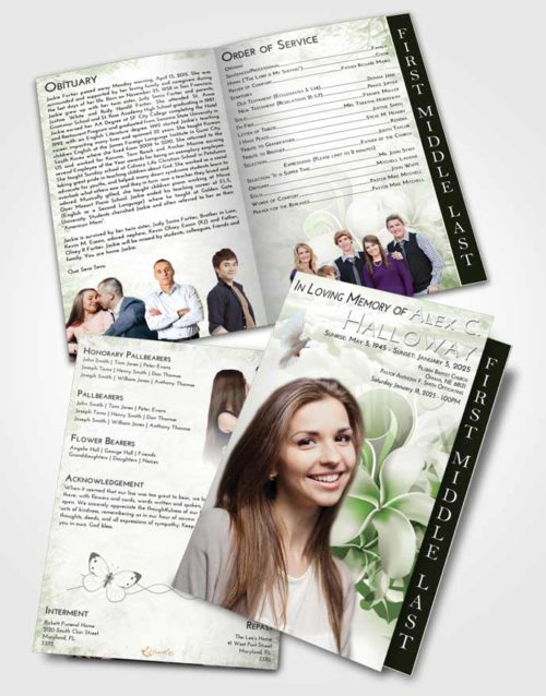 2 Page Graduated Step Fold Funeral Program Template Brochure Loving Floral Wish