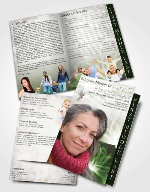 2 Page Graduated Step Fold Funeral Program Template Brochure Loving Flower Peace