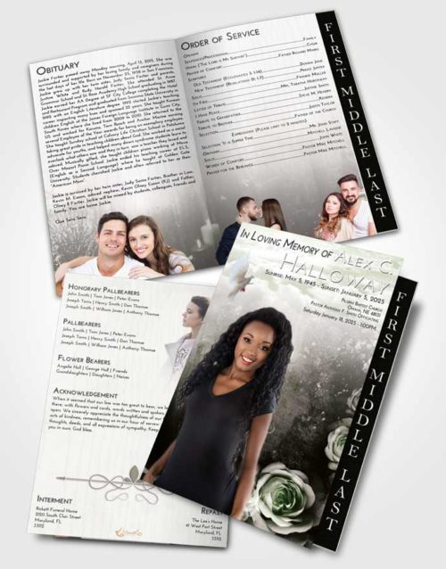 2 Page Graduated Step Fold Funeral Program Template Brochure Loving Flowering Garden