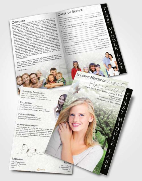 2 Page Graduated Step Fold Funeral Program Template Brochure Loving Flowering Path