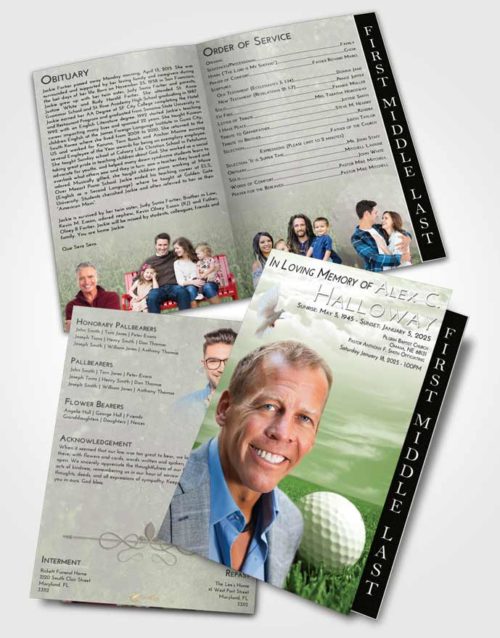 2 Page Graduated Step Fold Funeral Program Template Brochure Loving Golf Serenity